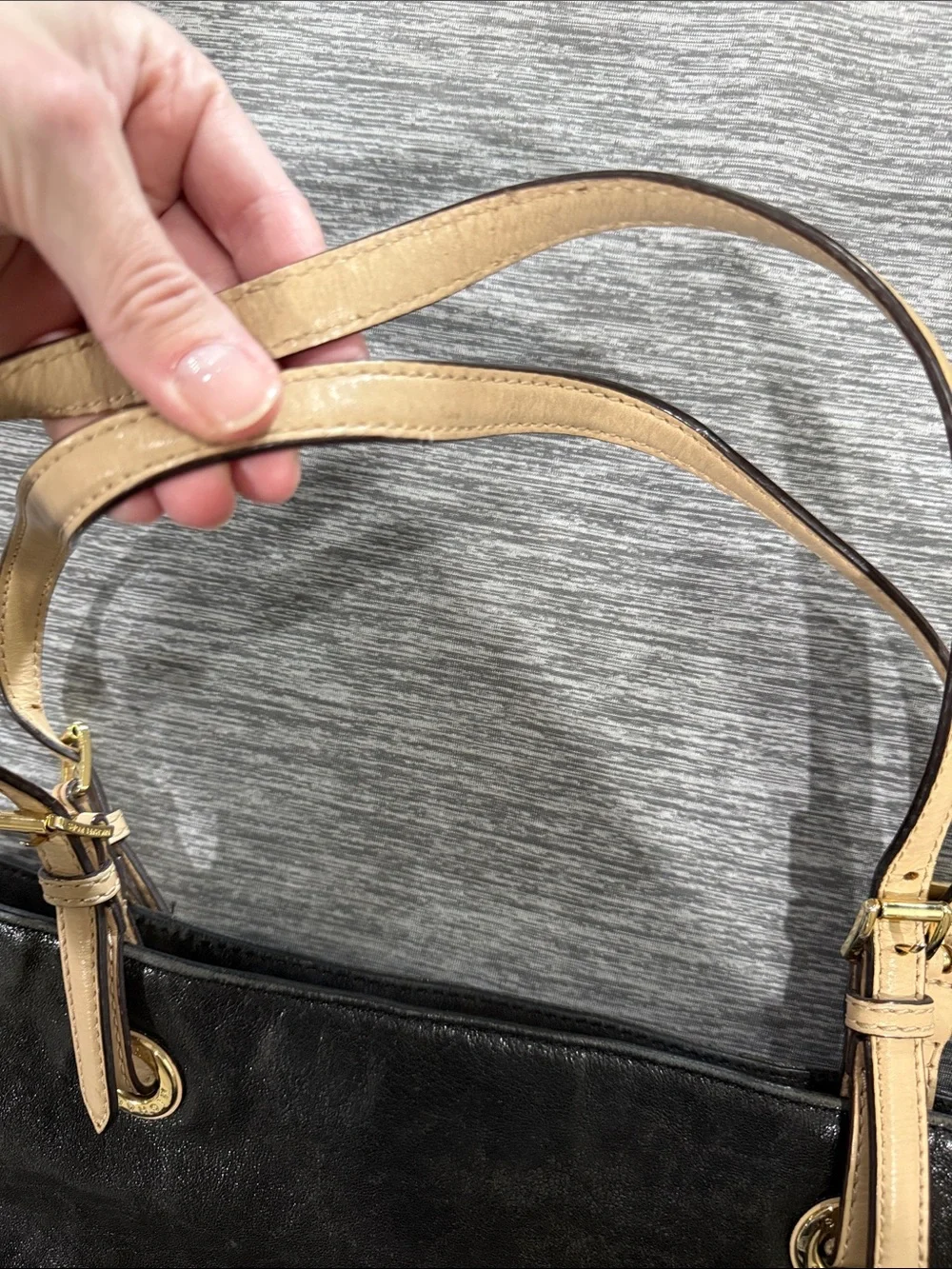 Michael Kors Black Tote with Beige Straps